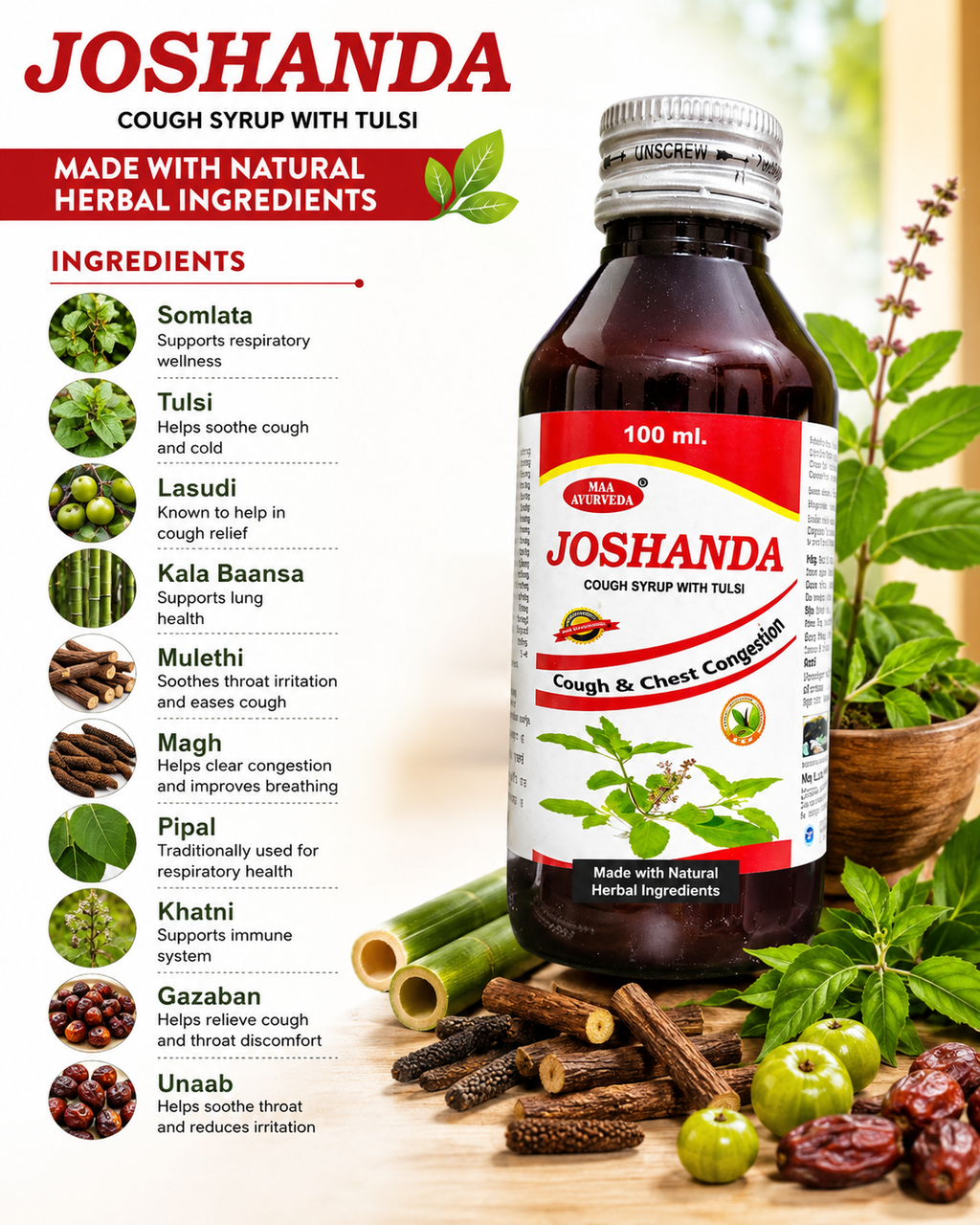 MAA Ayurveda Joshanda Cough Syrup