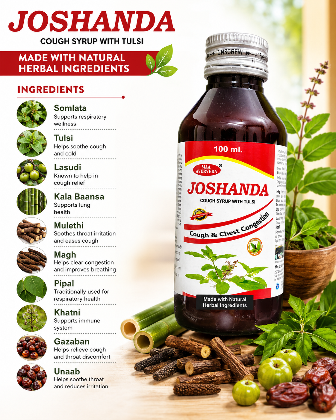MAA Ayurveda Joshanda Cough Syrup