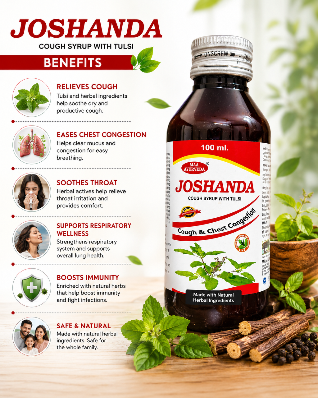 MAA Ayurveda Joshanda Cough Syrup