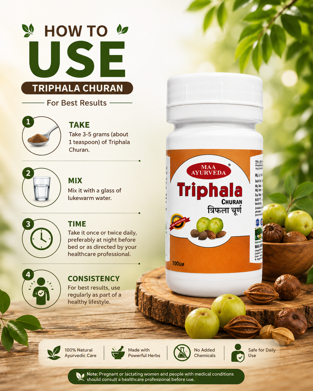 MAA Triphala Churan – Ayurvedic Digestive & Detox Support Powder