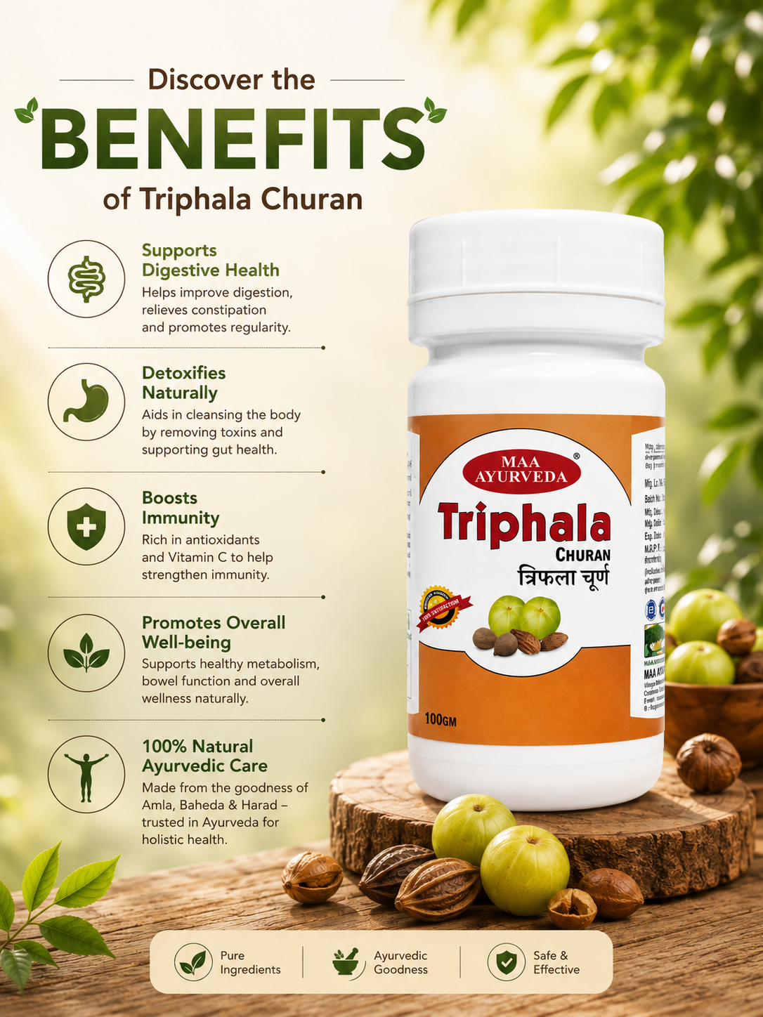 MAA Triphala Churan – Ayurvedic Digestive & Detox Support Powder