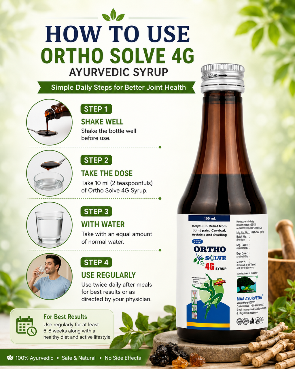 MAA Ortho Solve 4G Syrup – Ayurvedic Joint & Mobility Support Syrup