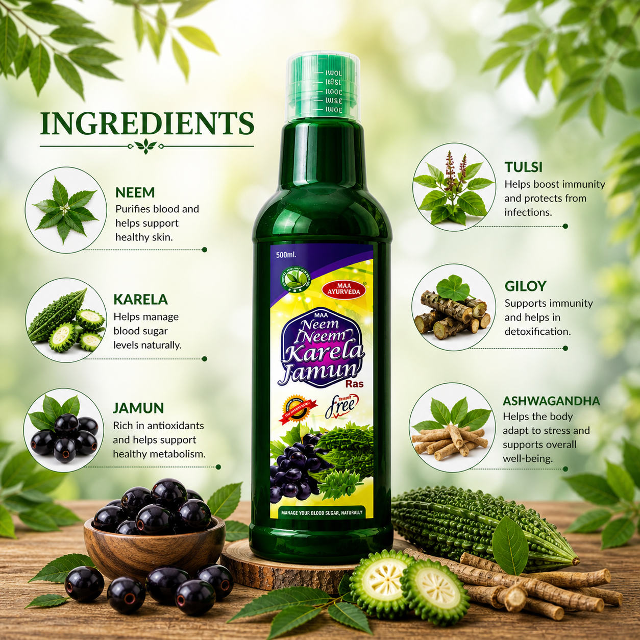 Maa Ayurveda Neem Karela Jamun Ras
