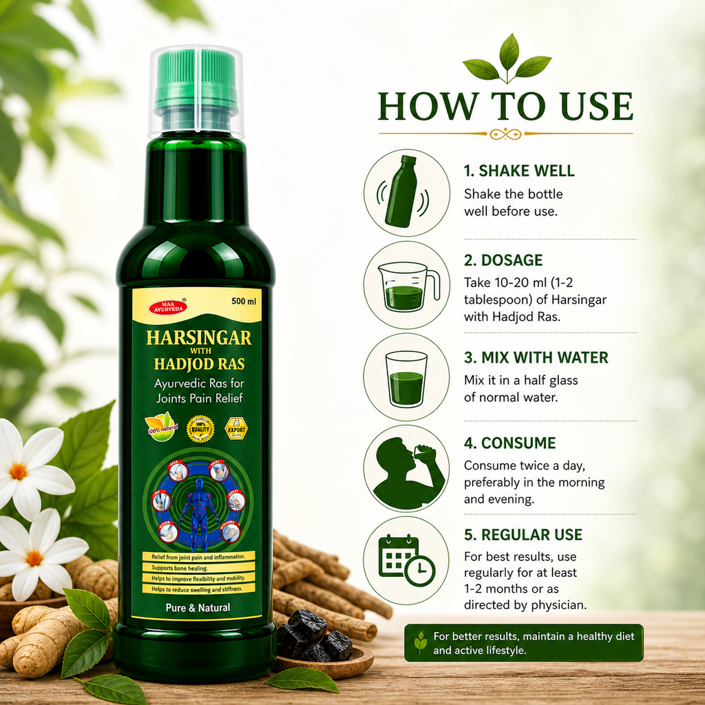 Maa Ayurveda Harsingar with Hadjod Ras | Ayurvedic Joint Care & Bone Wellness Juice