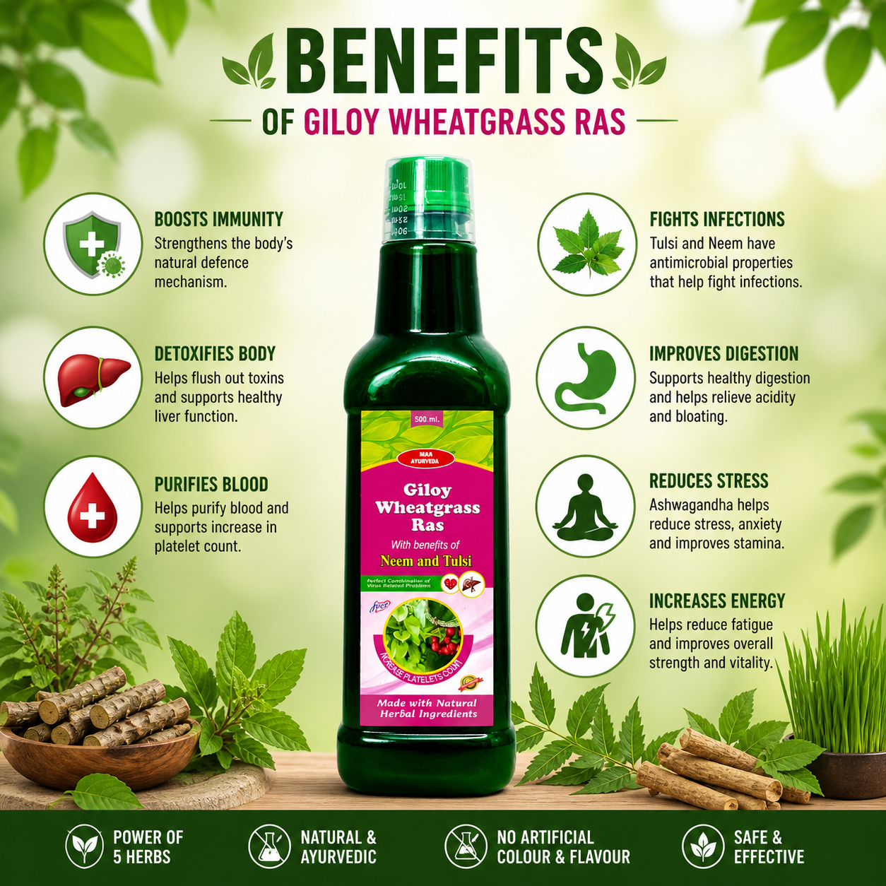 Maa Ayurveda Giloy Wheatgrass Ras