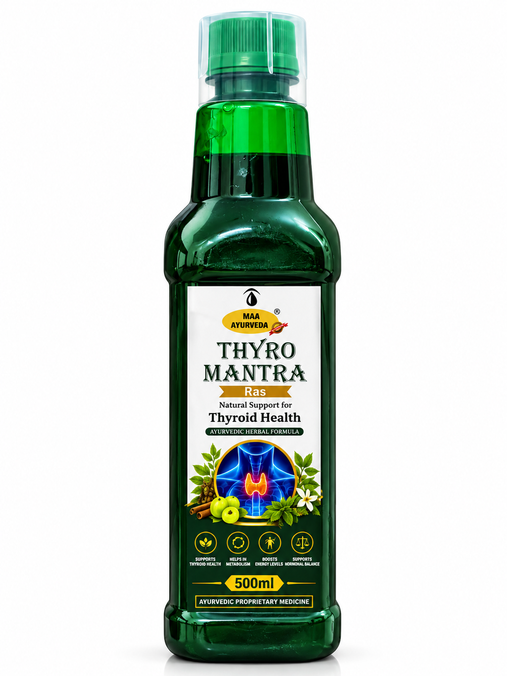 Thyro Mantra Ras 500ml | Ayurvedic Herbal Formula | Natural Support for Thyroid Health | Herbal Wellness Ras