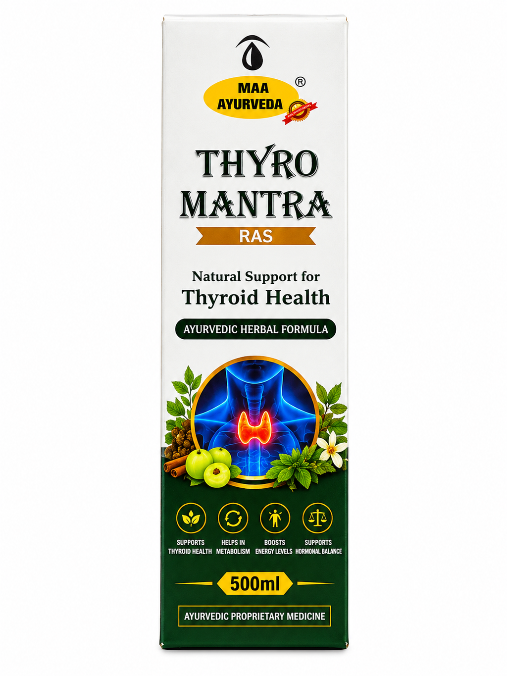 Thyro Mantra Ras 500ml | Ayurvedic Herbal Formula | Natural Support for Thyroid Health | Herbal Wellness Ras