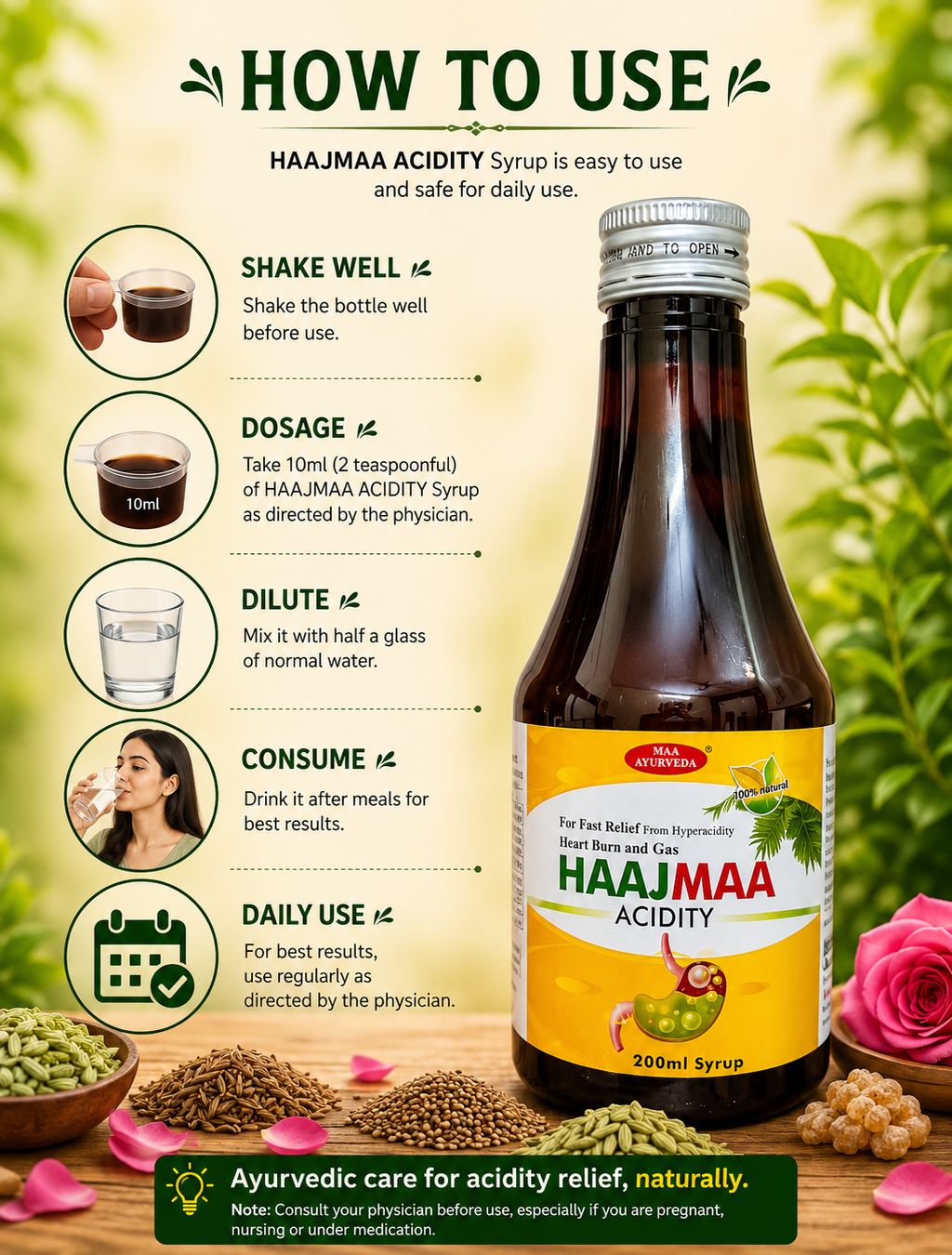 Maa Ayurveda HaajMaa Acidity Syrup